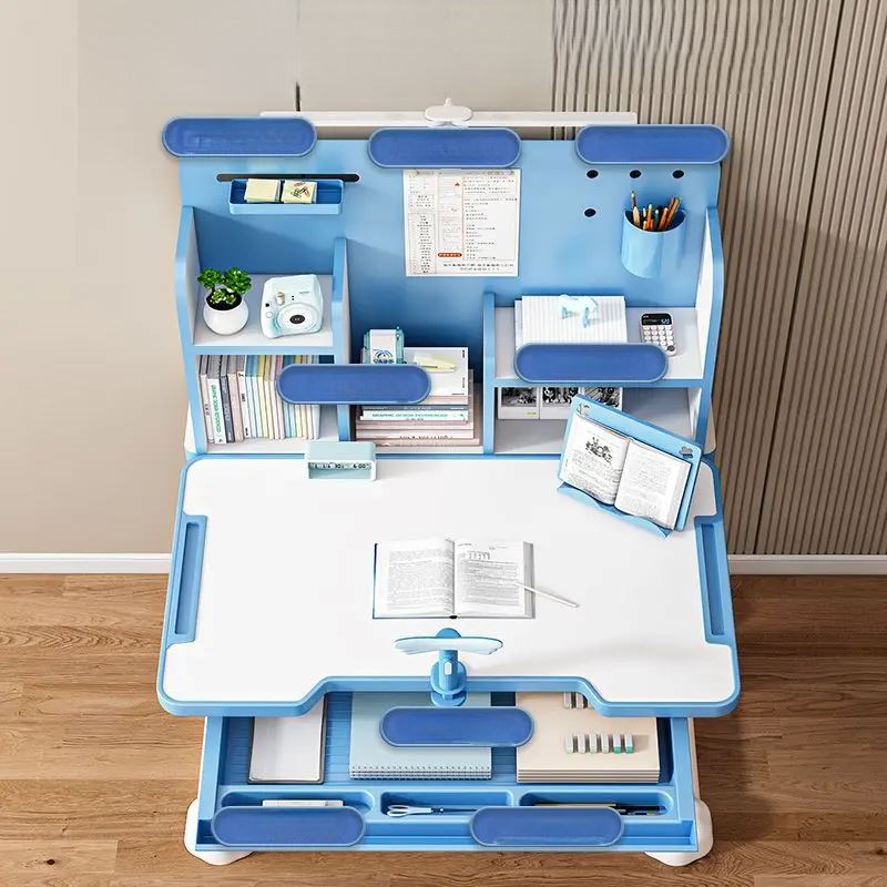 Bureau pour Enfant - BureauÉcolierErgonomique™ - Bleu - Mon rangement de rêve