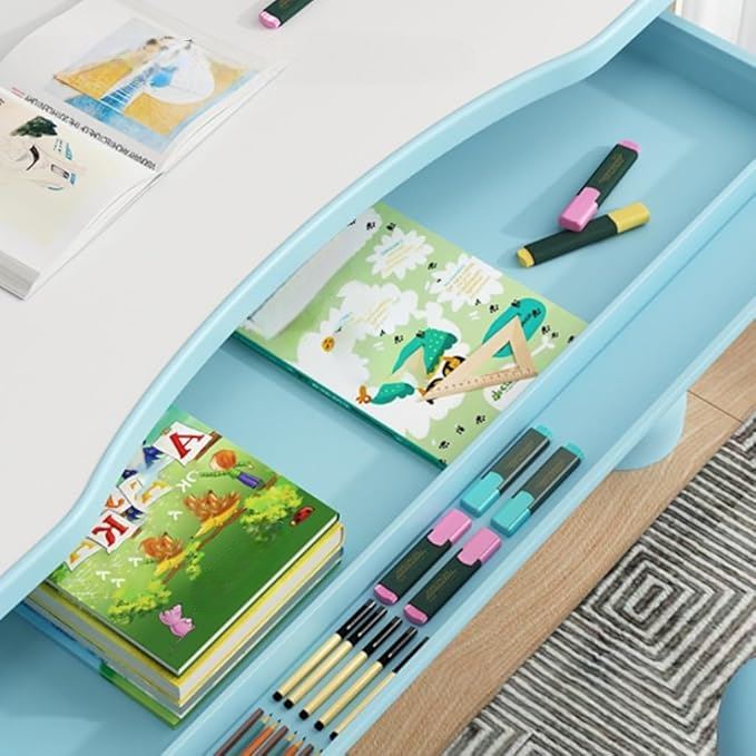 Bureau pour Enfant - BureauÉcolierErgonomique™ - Bleu Ciel - Mon rangement de rêve