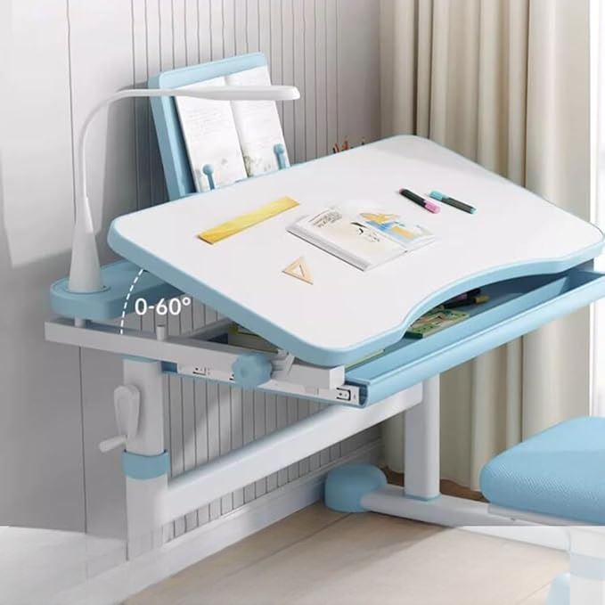 Bureau pour Enfant - BureauÉcolierErgonomique™ - Bleu Ciel - Mon rangement de rêve
