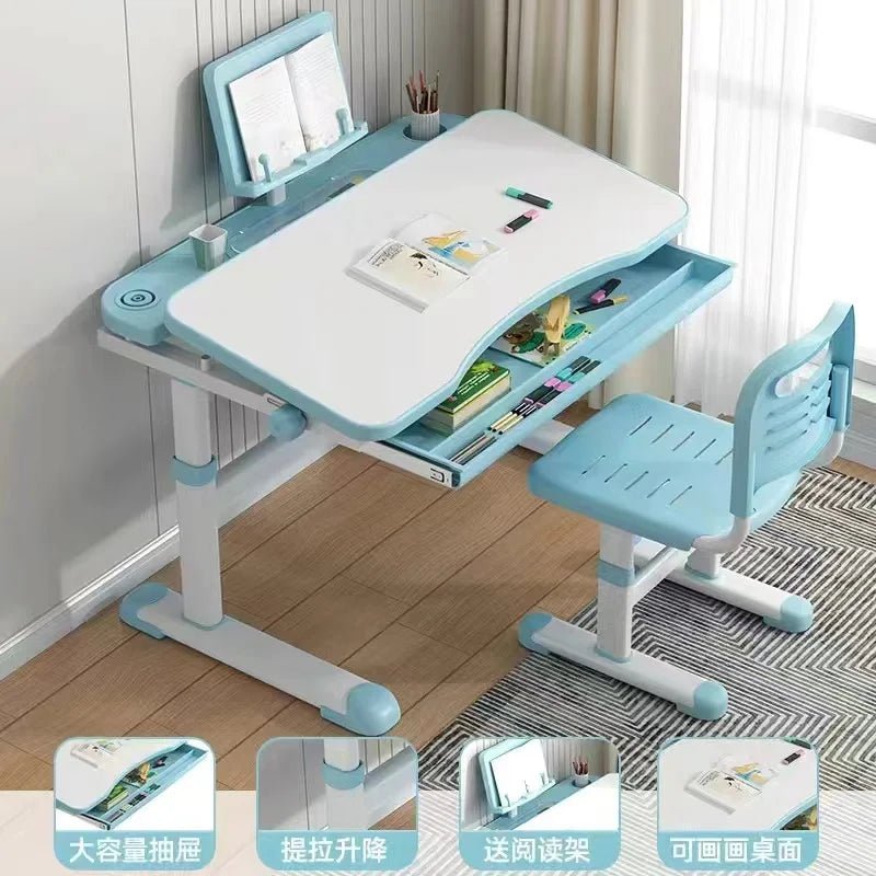 Bureau pour Enfant - BureauÉcolierErgonomique™ - Bleu Ciel - Mon rangement de rêve