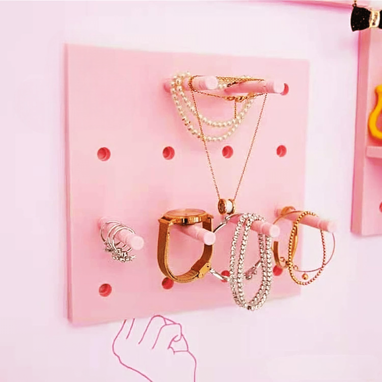 Rangement Mural - WallGrid™ - Rose - Mon rangement de rêve