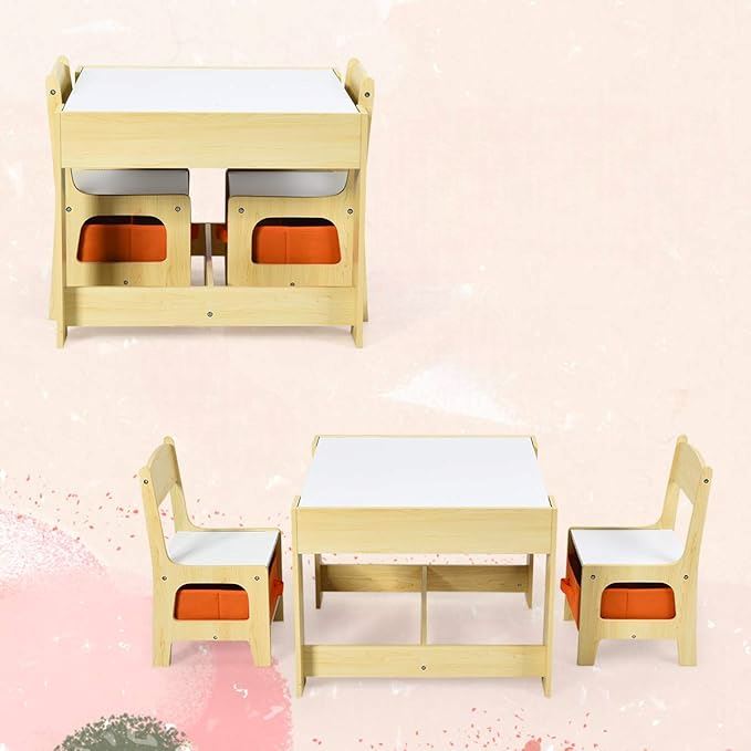 Table pour Enfant - MeubleMultifonction™ - Bois Clair - Mon rangement de rêve