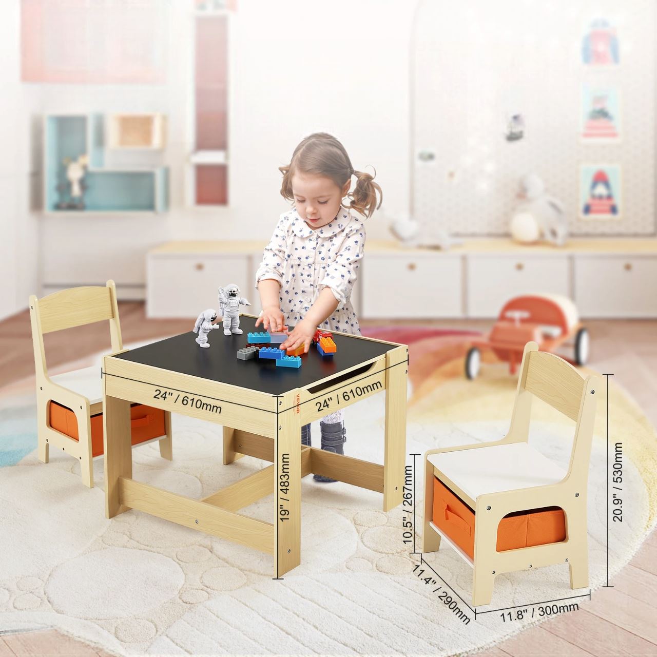 Table pour Enfant - MeubleMultifonction™ - Noir - Mon rangement de rêve