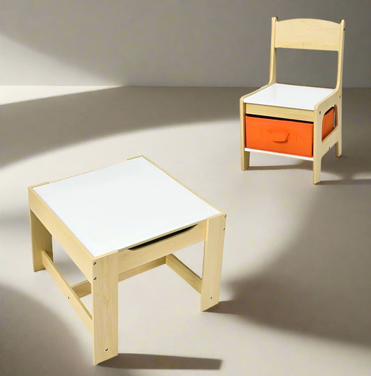 Table pour Enfant - MeubleMultifonction™ - Bois Clair - Mon rangement de rêve