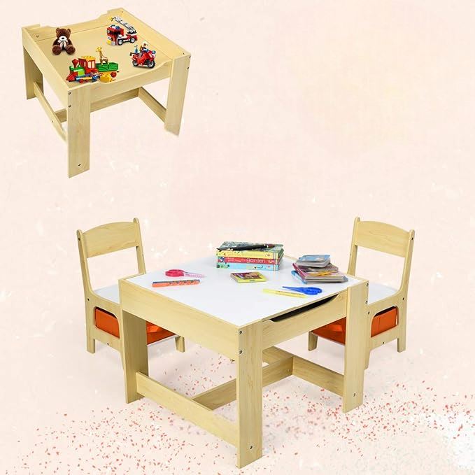 Table pour Enfant - MeubleMultifonction™ - Bois Clair - Mon rangement de rêve